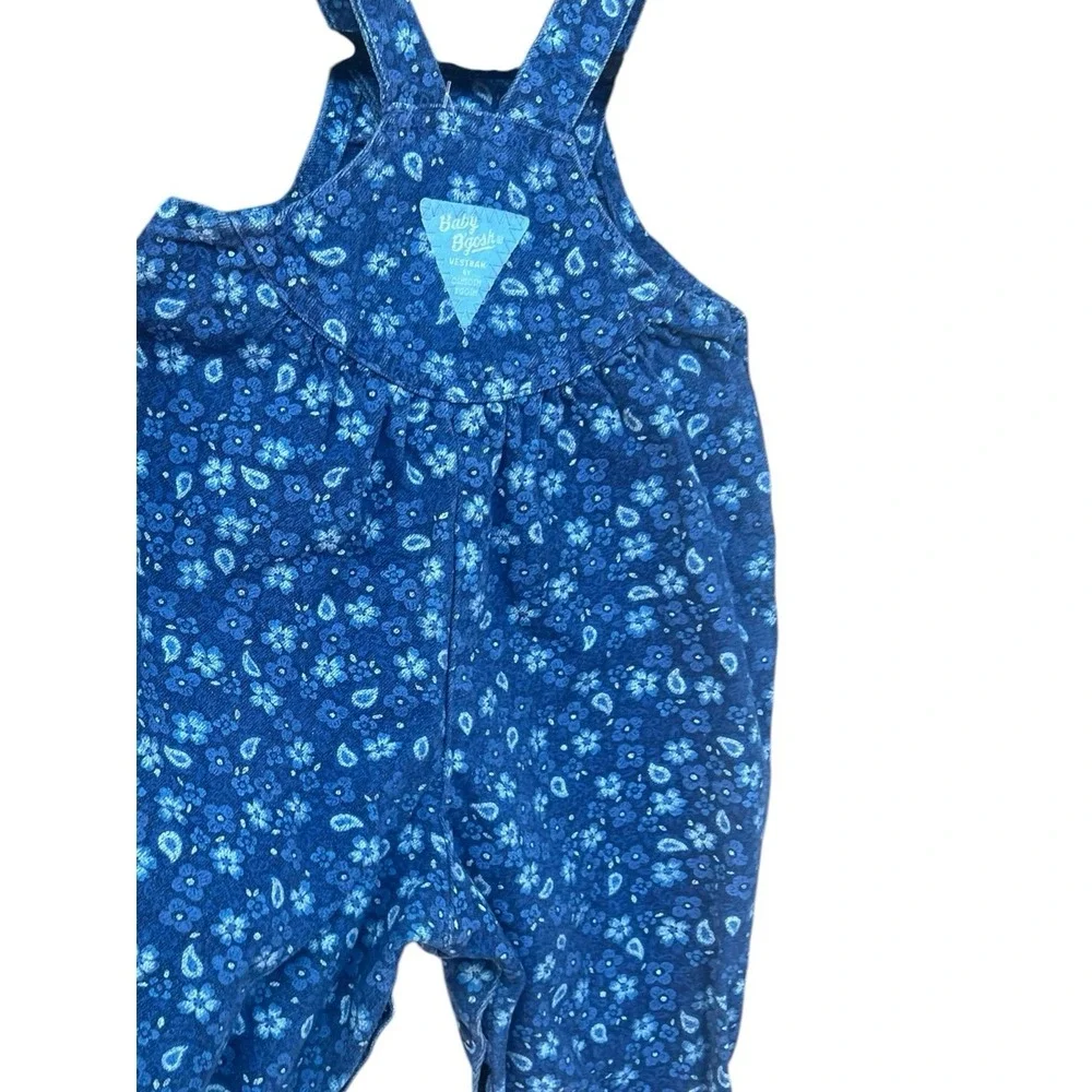 Oshkosh B'Gosh 12 Months Girls Vintage 90s‎ Bubble Overalls Blue Floral USA